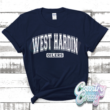 WEST HARDIN OILERS - DISTRESSED VARSITY - T-SHIRT-Country Gone Crazy-Country Gone Crazy