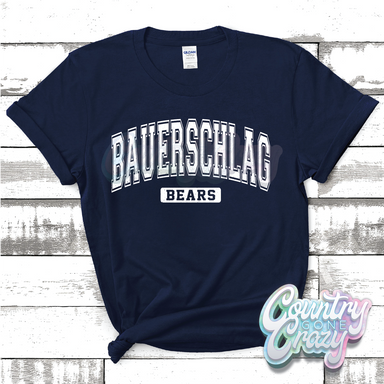 BAUERSCHLAG BEARS - DISTRESSED VARSITY - T-SHIRT-Country Gone Crazy-Country Gone Crazy