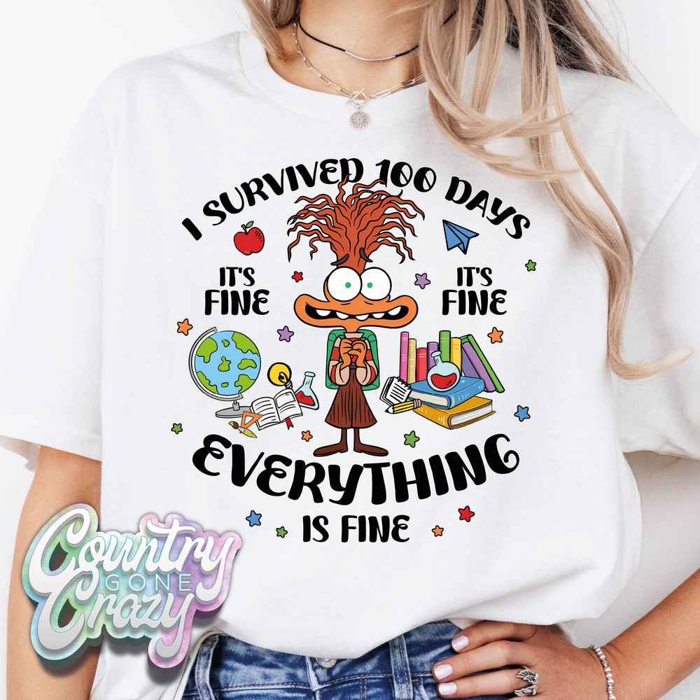 I SURVIVED 100 DAYS IT'S FINE // T-Shirt-Country Gone Crazy-Country Gone Crazy