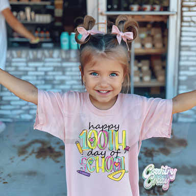 HAPPY 100 DAYS OF SCHOOL - T-Shirt-Country Gone Crazy-Country Gone Crazy