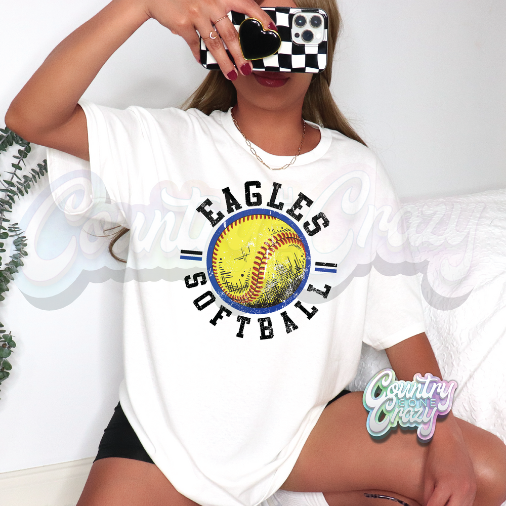 EAGLES SOFTBALL •• WHITE T-SHIRT-Country Gone Crazy-Country Gone Crazy