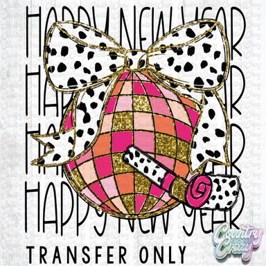 HT4853 • HAPPY NEW YEAR DISCO POLKA DOT BOW-Country Gone Crazy-Country Gone Crazy