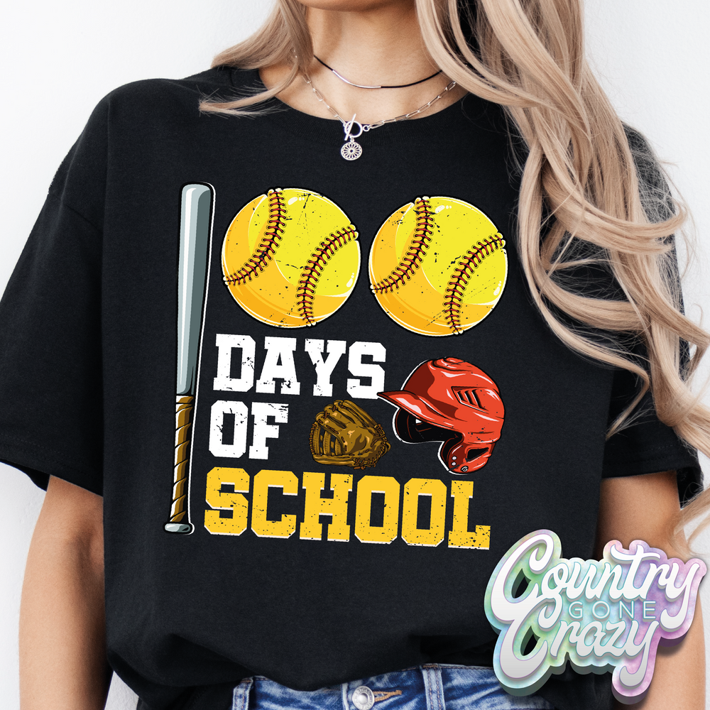 100 DAYS OF SCHOOL SOFTBALL // T-Shirt-Country Gone Crazy-Country Gone Crazy
