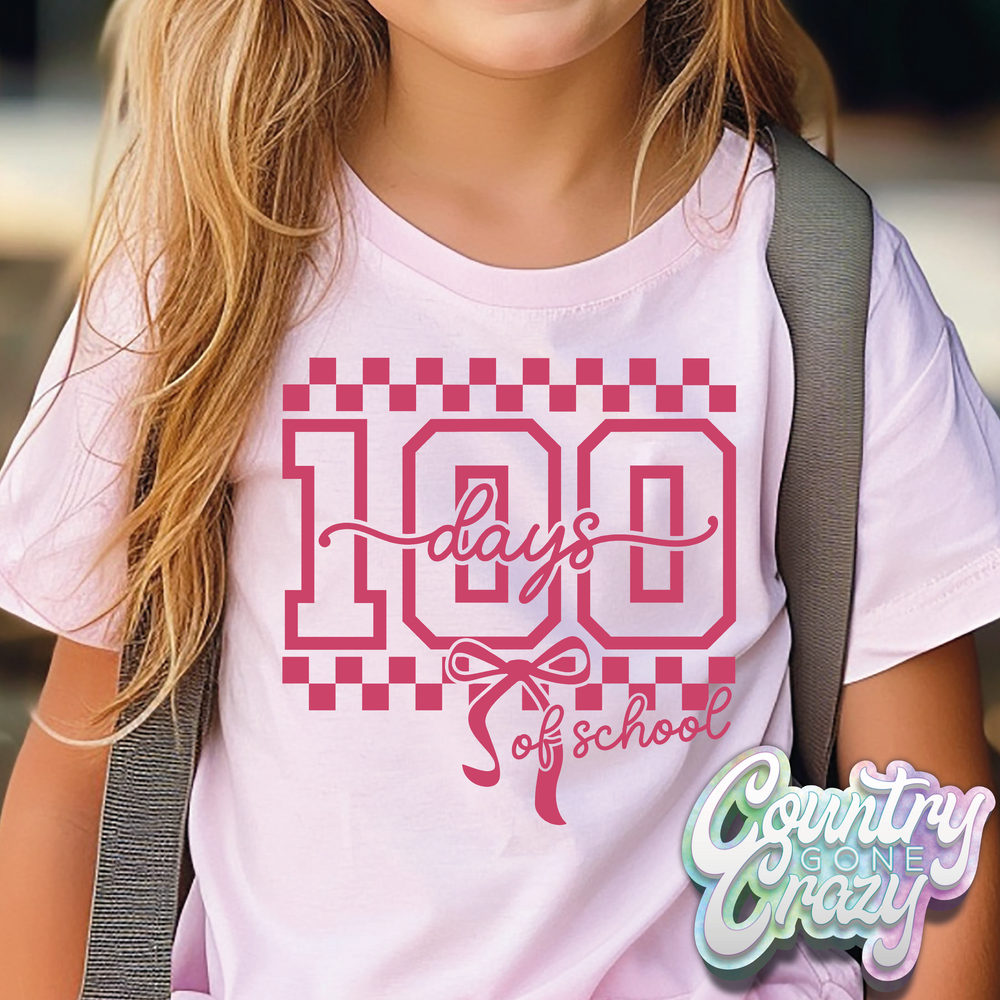100 DAYS OF SCHOOL PINK BOW // T-Shirt-Country Gone Crazy-Country Gone Crazy