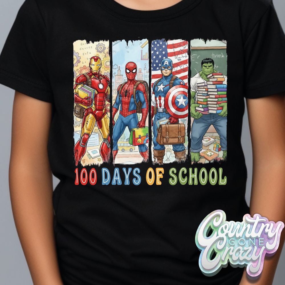 100 DAYS OF SCHOOL - SUPERHEROES // T-Shirt-Country Gone Crazy-Country Gone Crazy