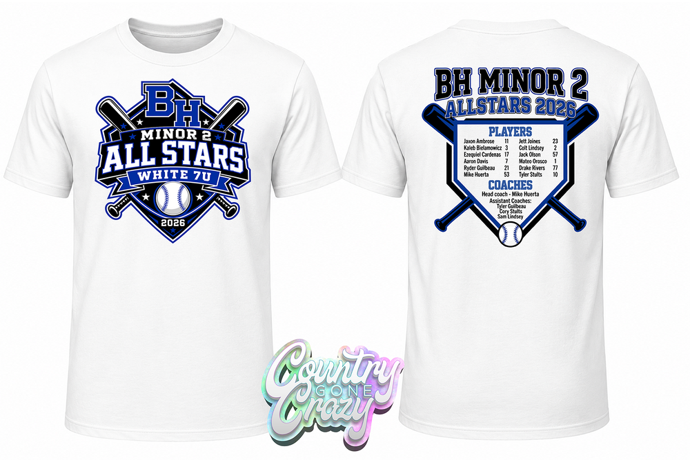 BH MINOR 2 ALL STARS - T-SHIRT-Gildan-Country Gone Crazy