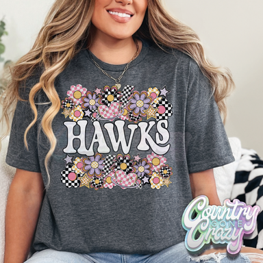 Hawks // Funky Flowers // T-Shirt-Country Gone Crazy-Country Gone Crazy