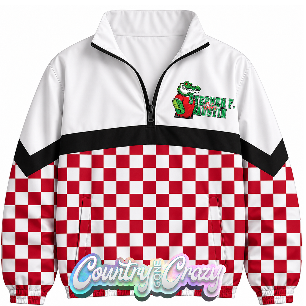 SCHOOL COLORS: RED/BLACK WINDBREAKER  // IN STOCK NOW