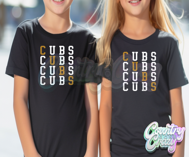 Cubs • Gold • Stacked T-Shirt-Country Gone Crazy-Country Gone Crazy