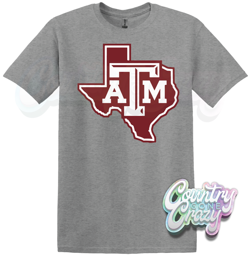 AGGIES - SPORTS GREY T-SHIRT-Country Gone Crazy-Country Gone Crazy