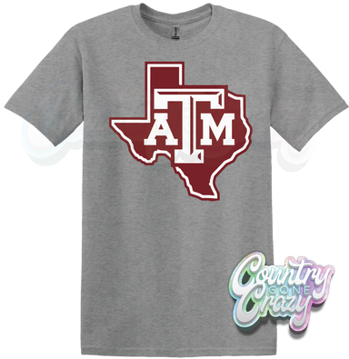 AGGIES - SPORTS GREY T-SHIRT-Country Gone Crazy-Country Gone Crazy