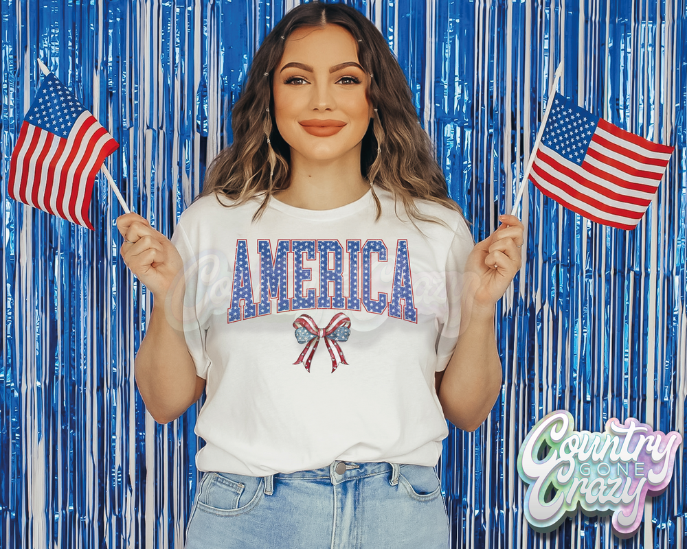 AMERICA BOW T-SHIRT-Country Gone Crazy-Country Gone Crazy