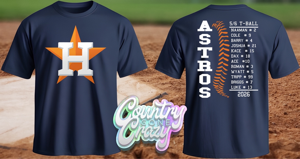 ASTROS 5/6 T-BALL - DRI FIT-Port & Company-Country Gone Crazy