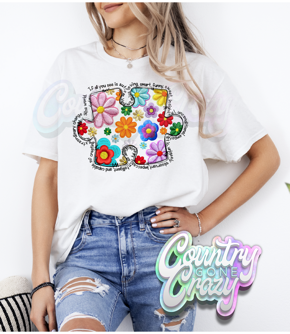 Floral Autism Puzzle - T-Shirt-Country Gone Crazy-Country Gone Crazy