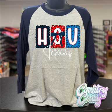 TEXANS - NAVY/GREY RAGLAN-Country Gone Crazy-Country Gone Crazy