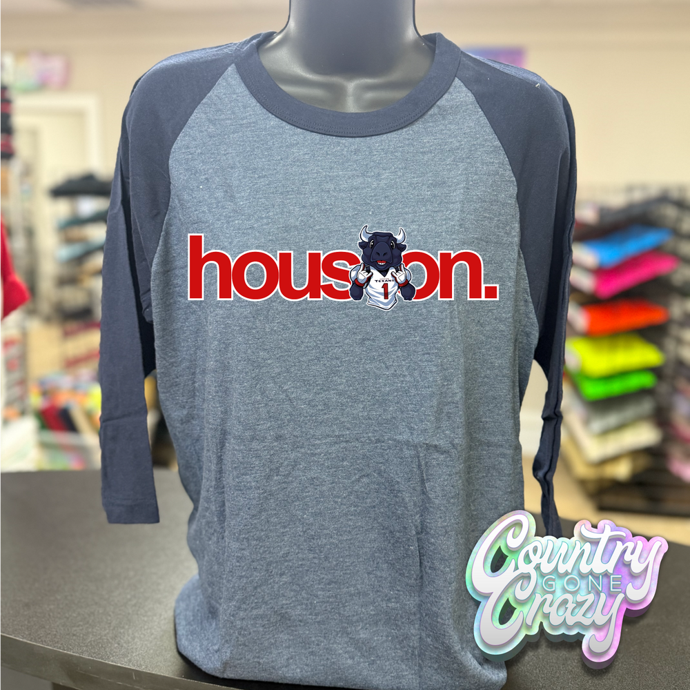 TEXANS - NAVY/DENIM RAGLAN-Country Gone Crazy-Country Gone Crazy