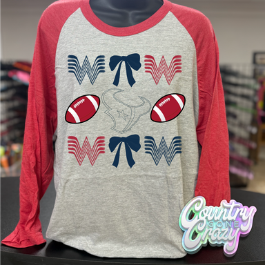 TEXANS - RED/GREY RAGLAN-Country Gone Crazy-Country Gone Crazy