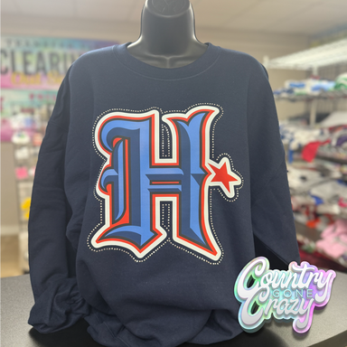 NAVY BLUE H-TOWN TEXANS WITH SILVER RHINESTONES-Country Gone Crazy-Country Gone Crazy