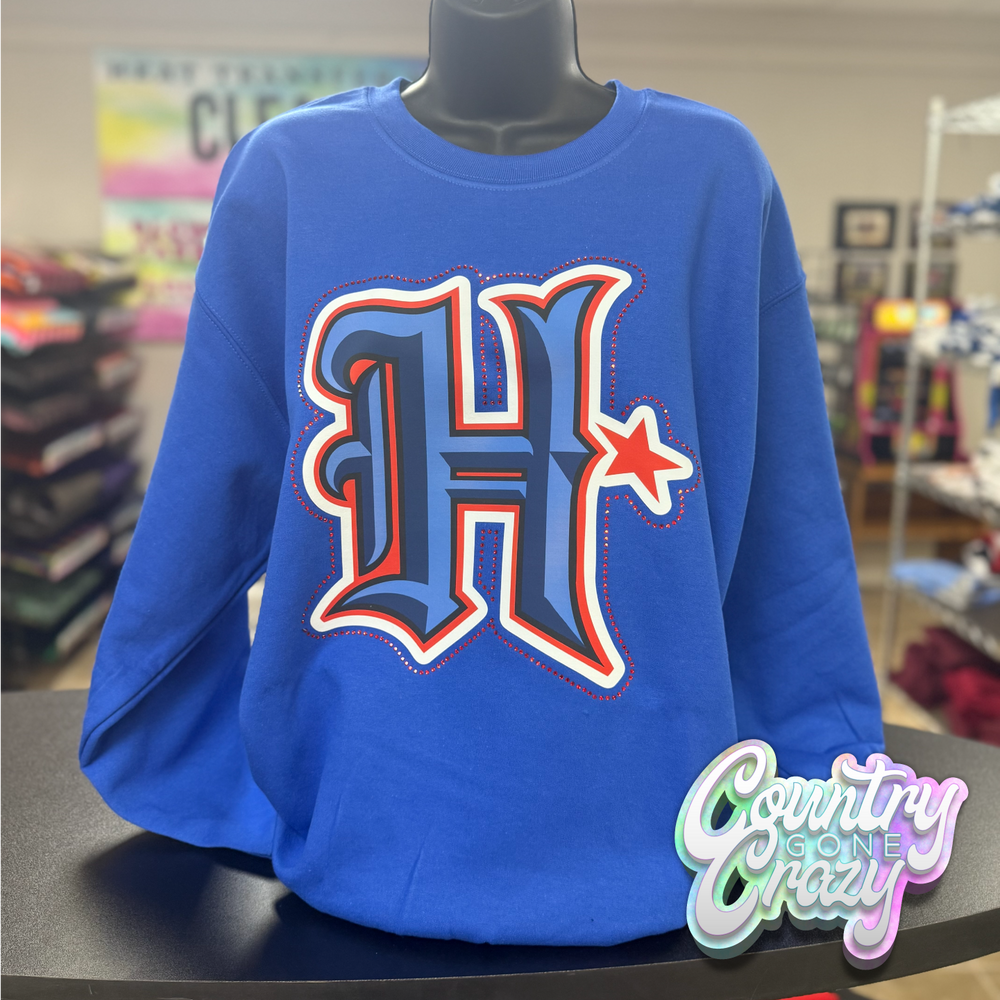 ROYAL BLUE H-TOWN TEXANS WITH RED RHINESTONES-Country Gone Crazy-Country Gone Crazy