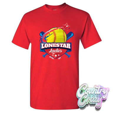 Lonestar Ladies Softball T-Shirt-Country Gone Crazy-Country Gone Crazy