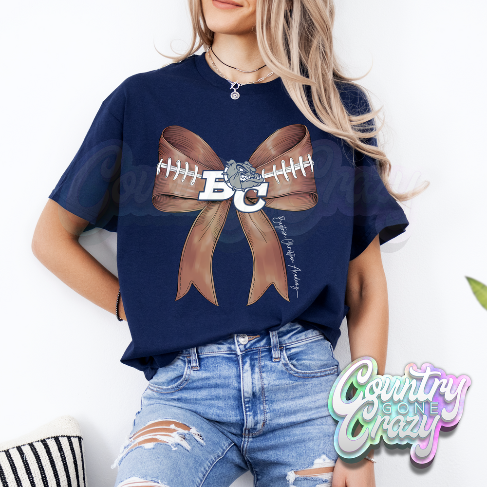 BAYTOWN CHRISTIAN ACADEMY FOOTBALL BOW T-SHIRT-Country Gone Crazy-Country Gone Crazy