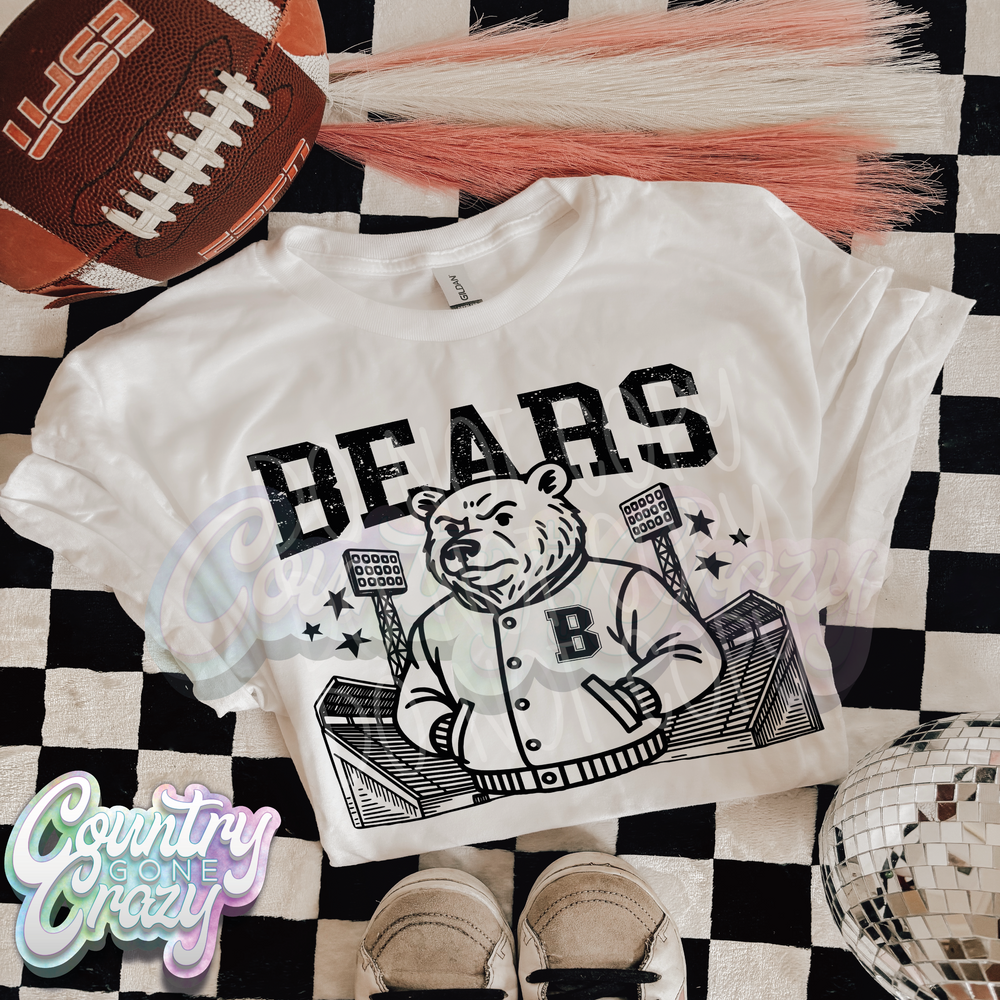 Bears ~ Letterman ~ Natural T-Shirt-Country Gone Crazy-Country Gone Crazy