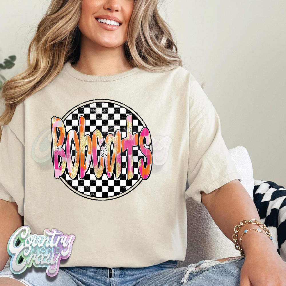 Bobcats - Checkered Splash - T-Shirt-Country Gone Crazy-Country Gone Crazy