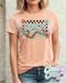 BRONCOS ** BOHO WAVE** BELLA CANVAS HEATHER PEACH T-SHIRT-Country Gone Crazy-Country Gone Crazy