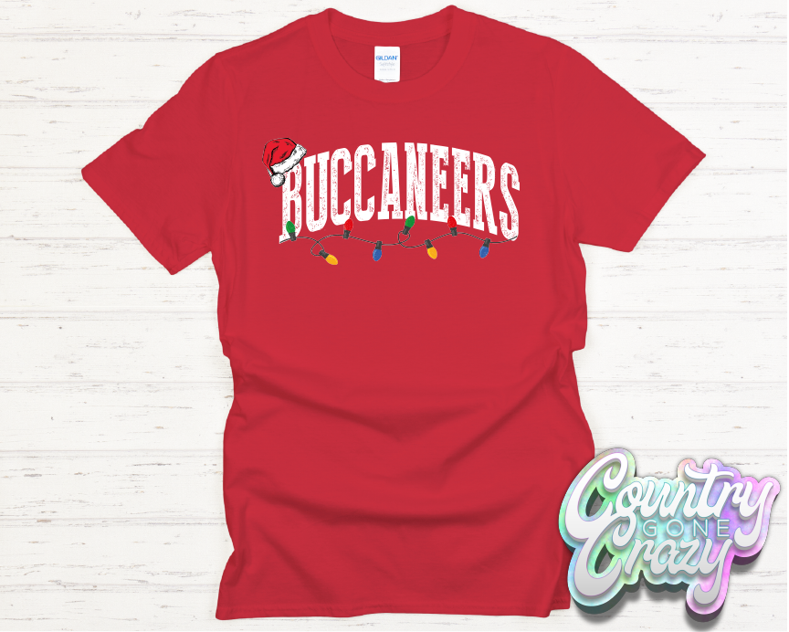 BUCCANEERS - CHRISTMAS LIGHTS - T-SHIRT-Country Gone Crazy-Country Gone Crazy