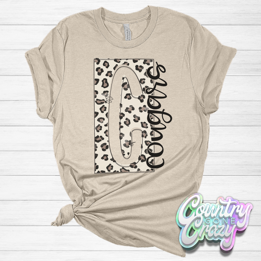 Cougars - Boxed Leopard Bella Canvas T-Shirt-Country Gone Crazy-Country Gone Crazy