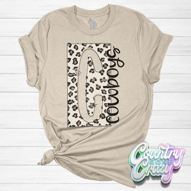Cowboys - Boxed Leopard Bella Canvas T-Shirt-Country Gone Crazy-Country Gone Crazy