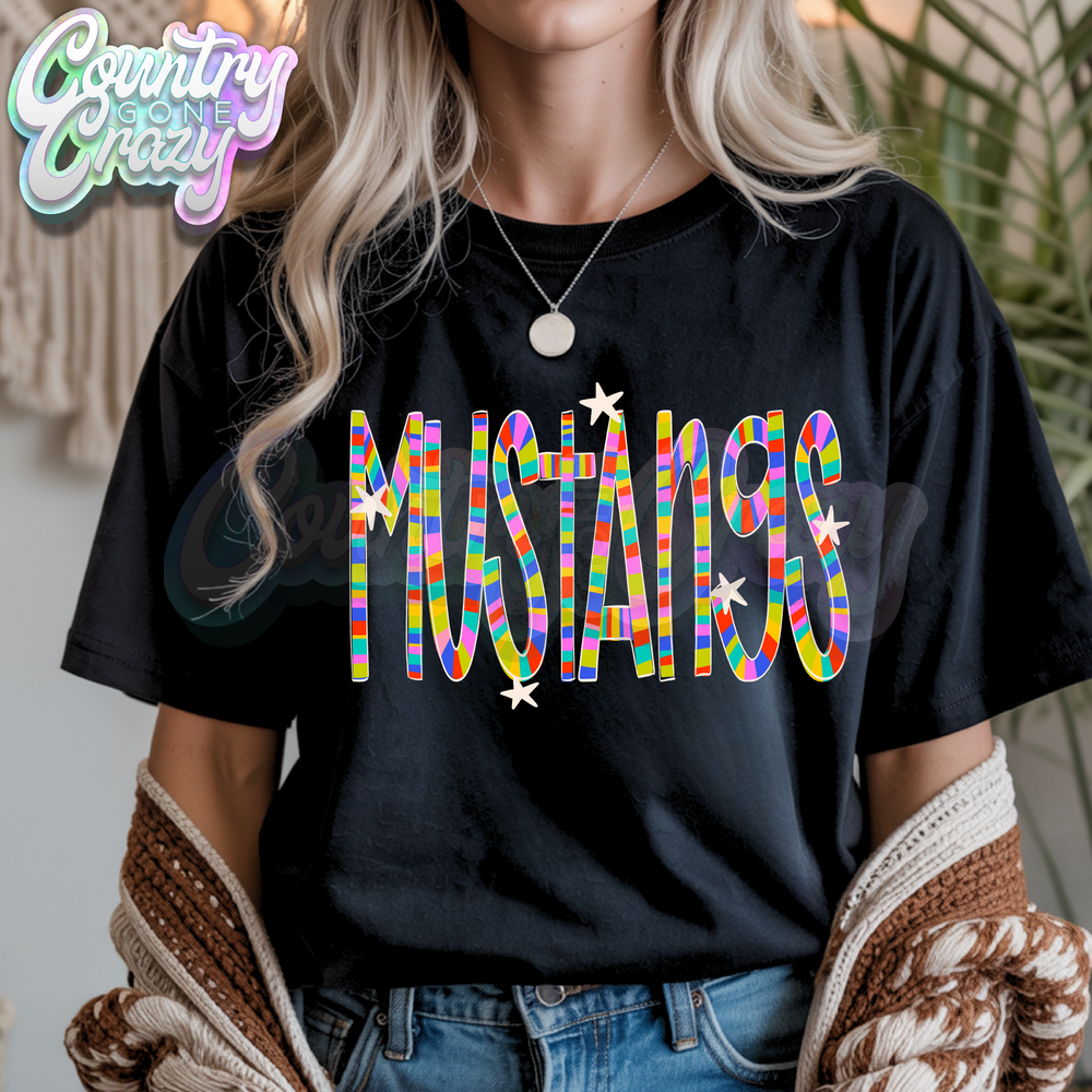 MUSTANGS | Candy Stripe | T-Shirt-Country Gone Crazy-Country Gone Crazy
