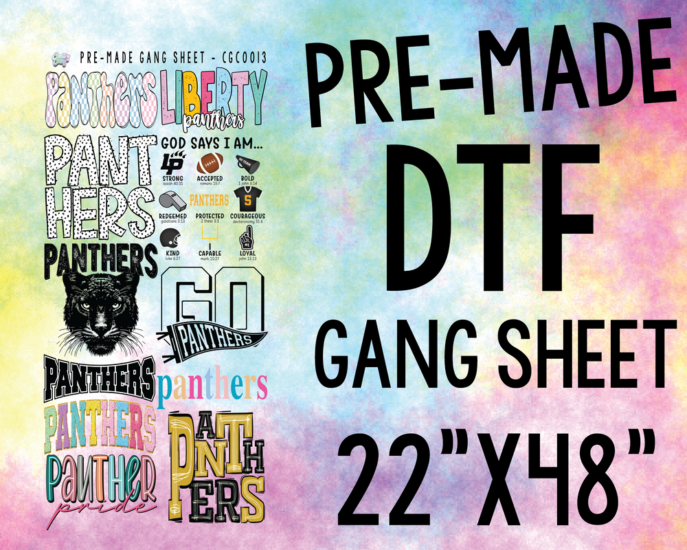 PRE-MADE GANG SHEET - PANTHERS - ADULT-Country Gone Crazy-Country Gone Crazy