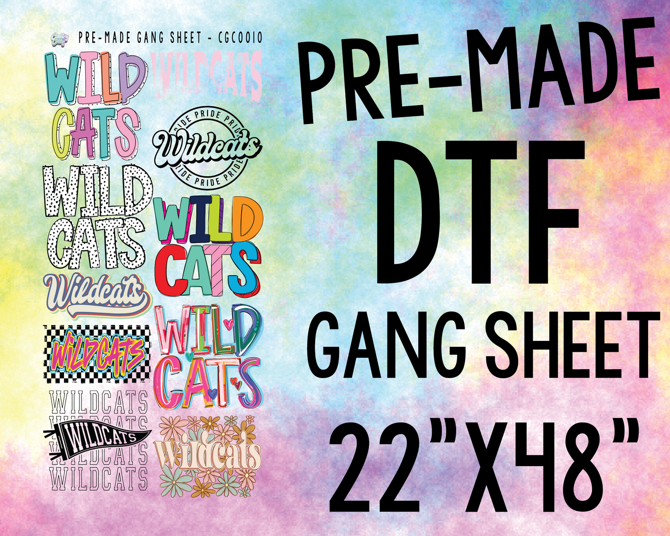 WILDCATS - PRE-MADE GANG SHEET
