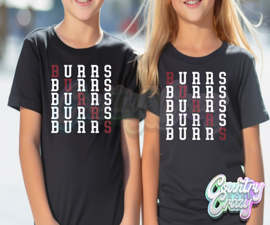 Burrs • Maroon • Stacked T-Shirt-Country Gone Crazy-Country Gone Crazy