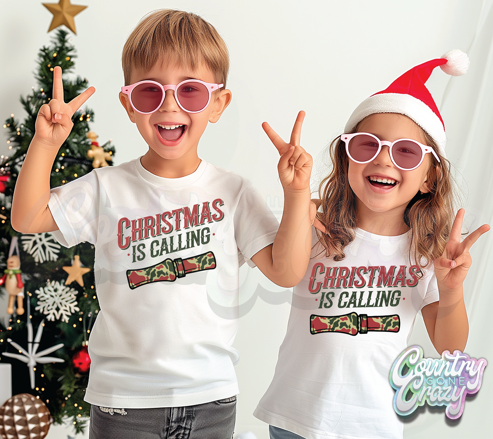 CHRISTMAS IS CALLING - WHITE - T-Shirt-Country Gone Crazy-Country Gone Crazy