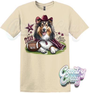 COLLEGE STATION TX - NATURAL T-SHIRT-Country Gone Crazy-Country Gone Crazy