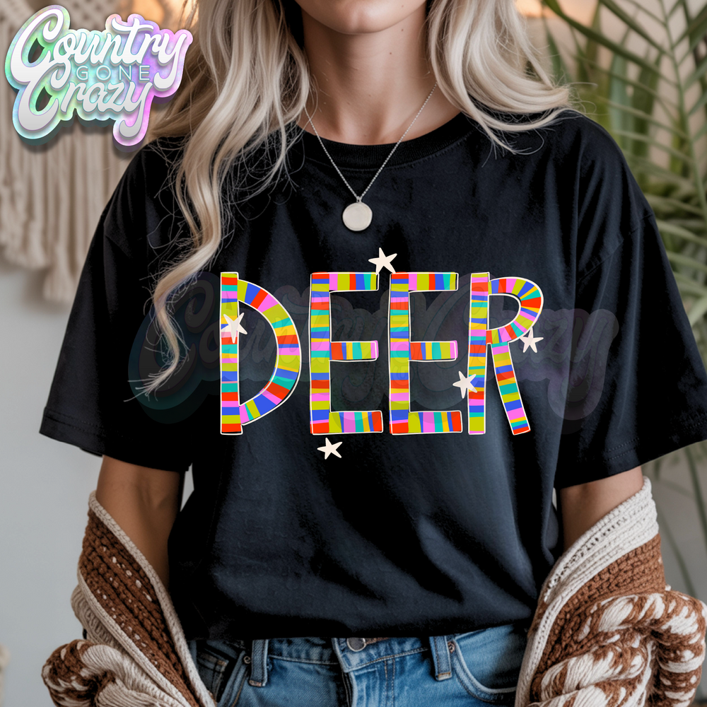 Deer | Candy Stripe | T-Shirt-Country Gone Crazy-Country Gone Crazy
