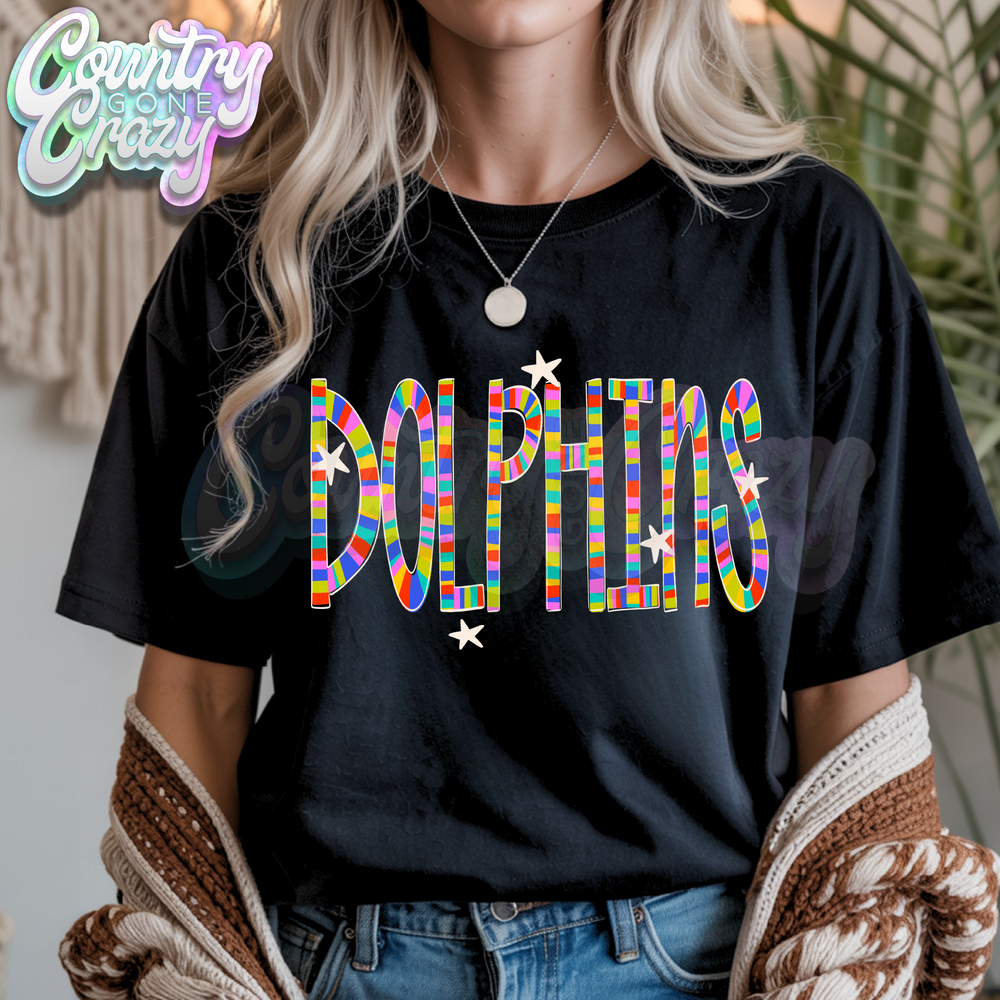 Dolphins | Candy Stripe | T-Shirt-Country Gone Crazy-Country Gone Crazy