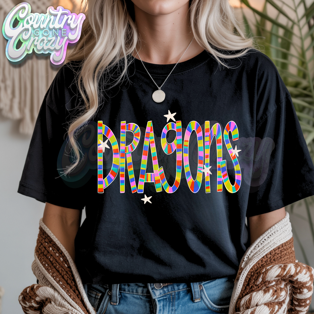 Dragons | Candy Stripe | T-Shirt-Country Gone Crazy-Country Gone Crazy