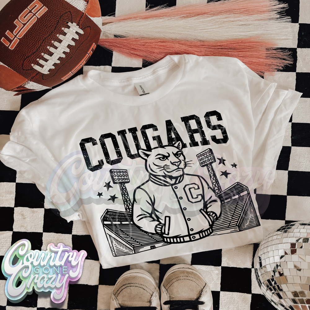 Cougars ~ Letterman ~ Natural T-Shirt-Country Gone Crazy-Country Gone Crazy