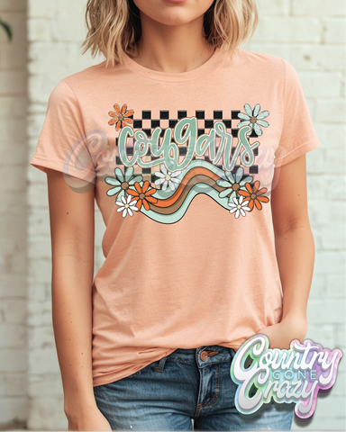 COUGARS ** BOHO WAVE** BELLA CANVAS HEATHER PEACH T-SHIRT-Country Gone Crazy-Country Gone Crazy