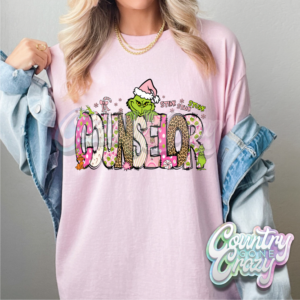 Counselor - Pink Grinch - T-Shirt-Country Gone Crazy-Country Gone Crazy