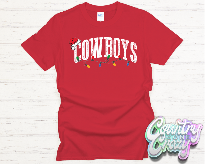 COWBOYS - CHRISTMAS LIGHTS - T-SHIRT-Country Gone Crazy-Country Gone Crazy