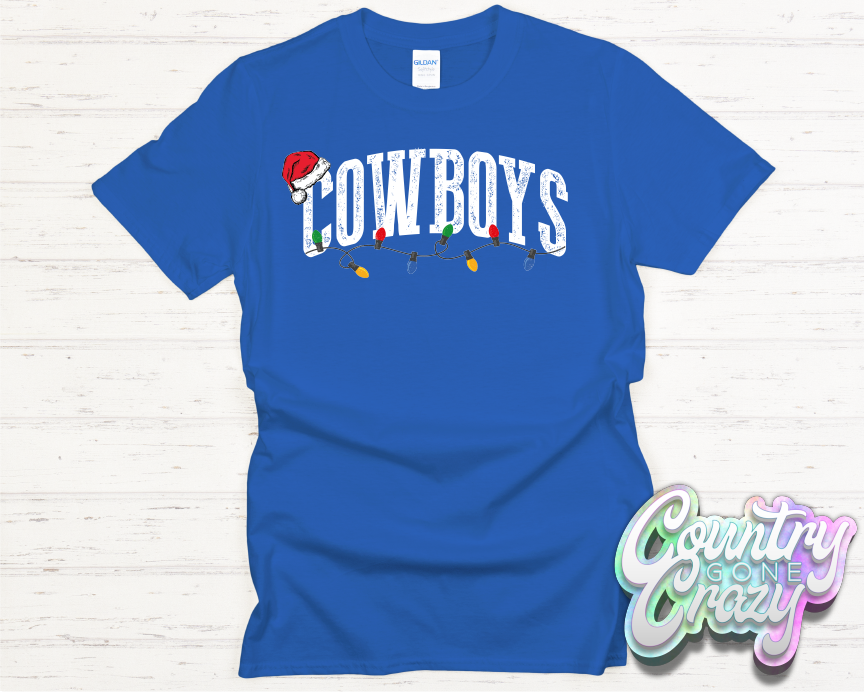 COWBOYS - CHRISTMAS LIGHTS - T-SHIRT-Country Gone Crazy-Country Gone Crazy