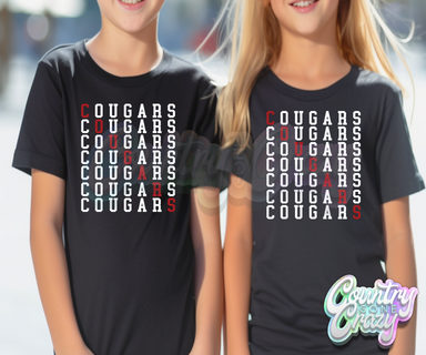Cougars • Red • Stacked T-Shirt-Country Gone Crazy-Country Gone Crazy