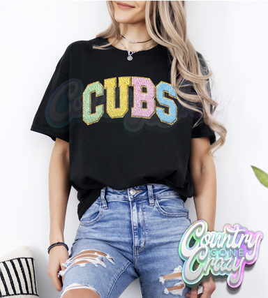Cubs - Faux Chenille - T-Shirt-Country Gone Crazy-Country Gone Crazy