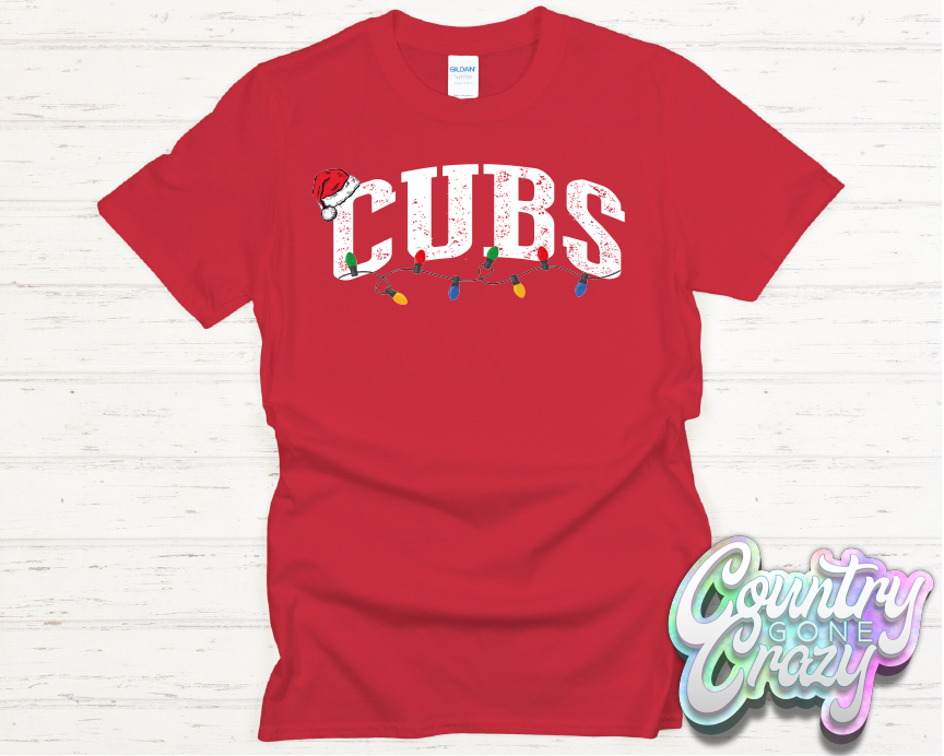 CUBS - CHRISTMAS LIGHTS - T-SHIRT-Country Gone Crazy-Country Gone Crazy