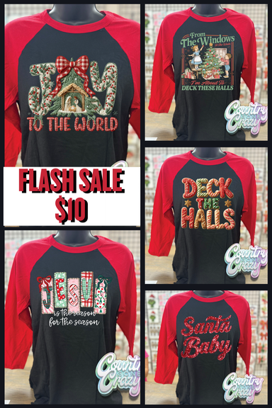 Bella Canvas Red/Black Raglan - Flash Sale-Country Gone Crazy-Country Gone Crazy