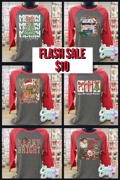 Bella Canvas Red/Grey Raglan - Flash Sale-Country Gone Crazy-Country Gone Crazy